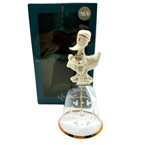 Vtg Lenox Donald Duck Bell Porcelain and Crystal USA Made in Box 1998 No Flaws - Picture 1 of 8